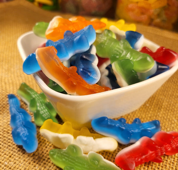 Bonbon en forme de Crocodile aux gout fruité de la marque Haribo dans boutique Ali Bonbec en deux version  100g et 500g