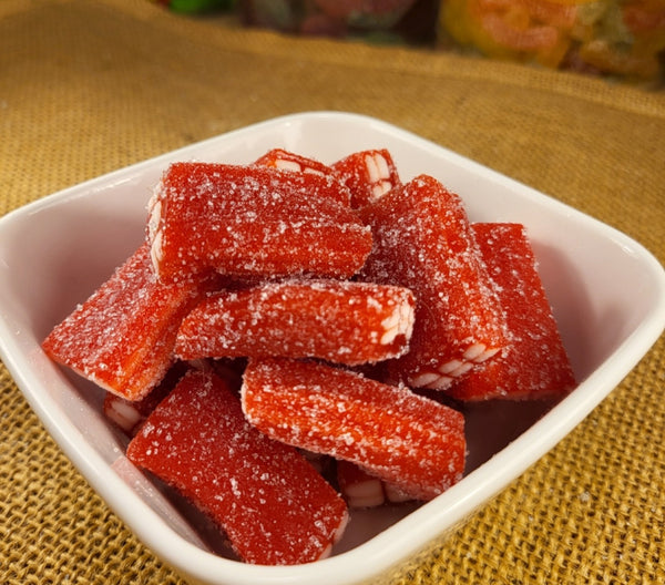 Bonbon en forme de brique aux gout de fraise de la marque Haribo dans la boutique Ali Bonbec en deux version  100g et 500g
